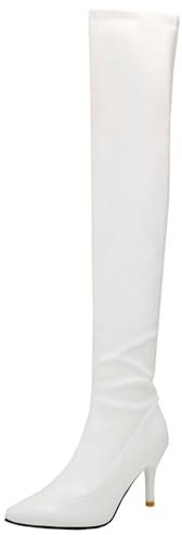 HSyc JRX Lack Overknee Stiefel mit Stiletto Absatz Reißverschluss Lang Stiefel 37