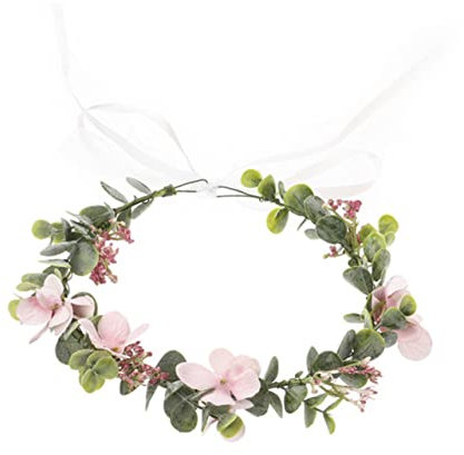 Healeved Braut Kopfschmuck Hochzeitskrone für Die Braut Braut Blumen Kopfschmuck Hochzeitskrone Einzigartige Beflockung Blumenkrone Sanftes Brautdekor