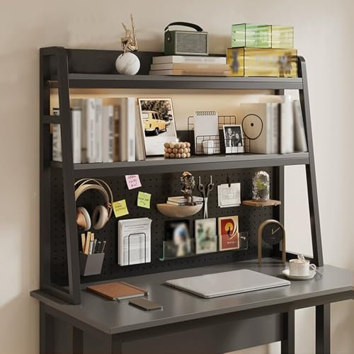 XMLYSMYS Leiterregal für Den Schreibtisch, 3-stöckiger Schreibtischaufsatz für Computertische, Bücherregal für Den Schreibtisch, Ausstellungsregal für Das Büro Im Wohnheim, Zuhause(Grey)