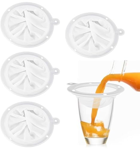 4 Stück Nylon Sieb Fein, 450/400/300/200 Mesh Feinsieb Küchensieb, Trichterfilter für Lebensmitteln,Likörfilter Weinfilter,Feinmaschiger Filter für Filterung Von Saft Milch Kaffee Wein Sojamilch Saft