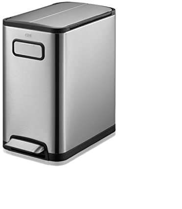 CJHFR472SG Cubo Basura Cocina Pedal de pie grueso de acero inoxidable for sala de estar, con tapa, polea grande de cocina, doble tapa abierta, 20l Papelera Baño