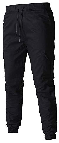 Cargohose Herren Slim Fit Sporthose mit Multi Taschen Trainingshose Chinohose mit Kordelzug Arbeitshose Einfarbig Freizeithose Herren Stylische Jogginghose Herren Hose, Schwarz , XL