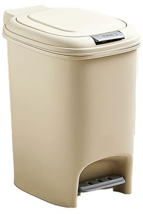 YIBOZI Pattumiera a pedale con doppia apertura a pressione, 8 l, 10 l, 15 l, bianco crema