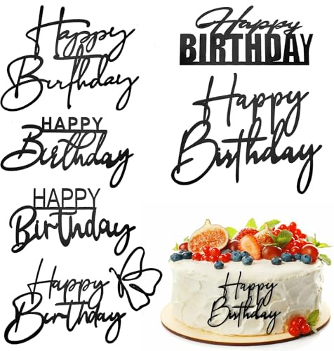 6 Stück Happy Birthday Tortendeko Cake Topper Geburtstag Tortenaufsätze