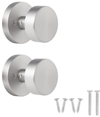 LWZH Set di pomelli per porta, 2 pezzi, rotondi, manopole per porta, girevoli, maniglia per porta con viti di montaggio, acciaio laccato, pomello a sfera