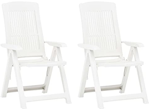 Myheimly Verstellbare Gartenstühle 2 STK. Kunststoff Weiß Gartenstuhl Klappsessel Klappstuhl Campingstuhl Hochlehner Stühle Gartenmöbel