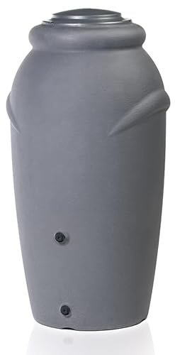 Rainwater Tank Water Butt Plastic Water Collection Container with complete connection Kit Garden Water Storage (Grey, 210L)
