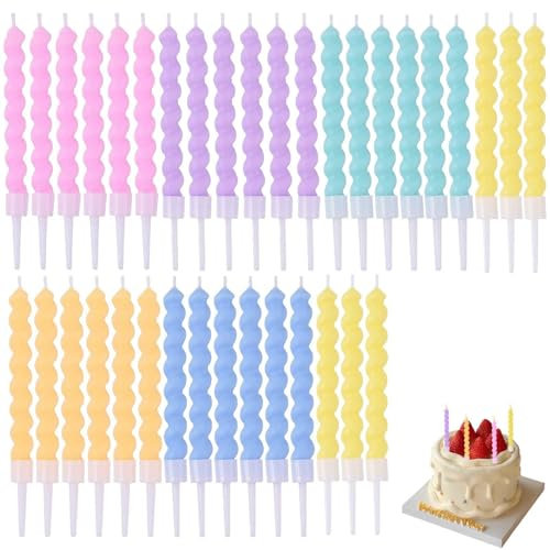 36 velas de colores, velas de cumpleaños para decorar una fiesta de cumpleaños, se aplican a fiestas de cumpleaños y decoración de pasteles (rosa, amarillo claro, amarillo oscuro, azul claro, azul
