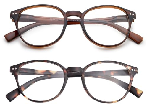 SKYWAY Blaulichtfilter Brille ohne Stärke Damen Herren, Klassische Leichte Runde Blaulicht Brille Blue Light Glasses Computerbrille Gaming Brille mit Federscharnier,Schildkröte/Dunkelbraun