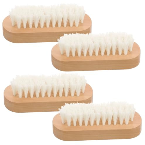 WEKADRIN 4pcs Double Side Nail Wooden Bristles Manicure Brush Wooden Nail Art Tool for Pedicure Hand Cleaning