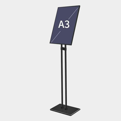 FBANULPEX Aluminium Menüständer, Plakatständer A3/A4-Plakatständer aus Metall, um 360 Grad drehbarer Posterständer mit ultraschmalem Rahmen, vertikale/horizontale Ansicht(Black,A3)