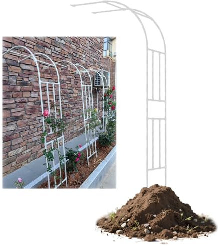 Rosenbogen Rankhilfe Halber Bogen, Metall Gartenbogen Rosenspalier Torbogen, 60 90 120 150 180 200 220 240 250 260 300 cm Terrasse Rankbogen Rankgitter Für Kletterrosen(Weiß,WxH 150cm x 270cm)