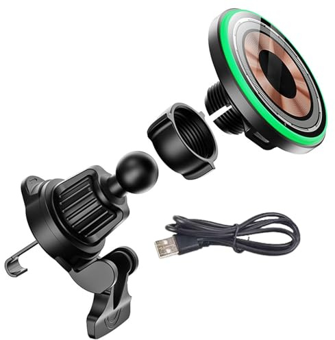 Duroecsain Caricabatteria da auto senza fili, caricatore magnetico per auto senza fili | Supporto per telefono a ricarica rapida - Supporto girevole a 360 °