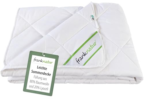 franknatur Sommerdecke 240x220 Bettdecke 80% Baumwolle und 20% Lyocell | leichte Sommerbettdecke, Füllung Baumwolle und Tencel, Bezug aus Baumwolle, atmungsaktiv, robust, waschbar, Oeko-TEX