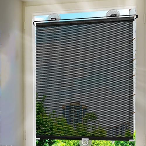 Verdunkelungsrollo Mit Saugnäpfen,Sonnenschutz | für Fenster (auch Dachfenster), Lichtdurchlässig,Ohne Bohren Thermorollo,Verdunkelung Rollos,Jalousine Fenster und Türen