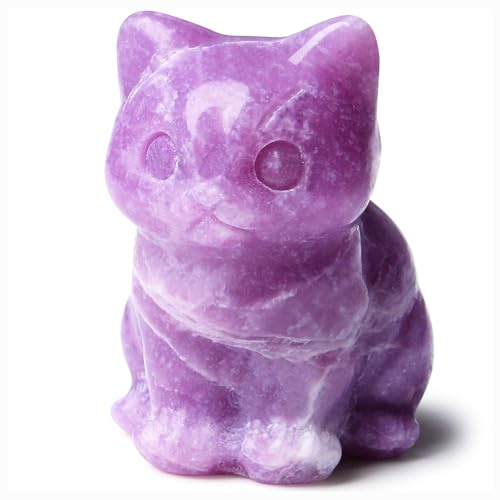 Sahoottie Amethyst Stein Katze Figur Katzen Geschenke für Frauen Cute Deko Figuren Kawaii Katze Geschenke für Katzenliebhaber Lucky Cat Dekoration