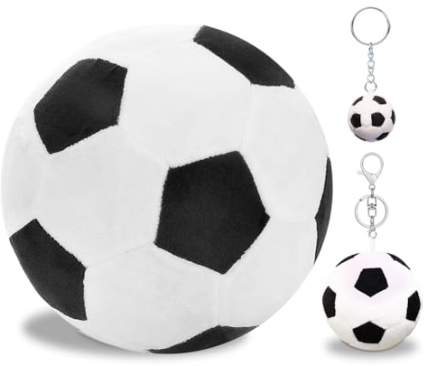 CYGMRFH Palloni da Calcio in Peluche con Portachiavi, Pelliccia Morbida Plush Toy, Simpatico Design, Bambini,25cm