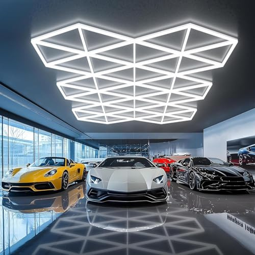Luce LED nido d'ape modulabile moderno barber shop garage luci esagonali luci da soffitto per garage super luminose, luce a nido d'ape di grandi dimensioni per magazzino, officina, palestra