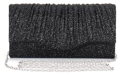XFSRG Clutch Damen Glitzer Envelope Elegant Kettentasche Handtasche Abendtasche mit Abnehmbarer Kette für Hochzeit Party Cocktail