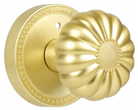 Newlaking Privacy Door Knob Interior, Brushed Gold, 1 Pack | With Push Button Lock|Zinc Alloy| for Bedroom and Bathroom|Antique Door Handle