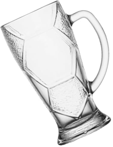 ROMISBABA Großer Glas Bierkrug mit Henkel Klarer Fußball Wm Bierbecher für Partys Fußballspiele und Haushalt Robustes Trinkglas für Bier Saft und Getränke