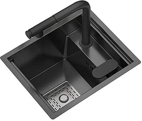 Lavello da cucina compatto in acciaio inox con rubinetto, design nascosto per verdure, piccolo lavabo da incasso 32 x 39 x 22,5 cm