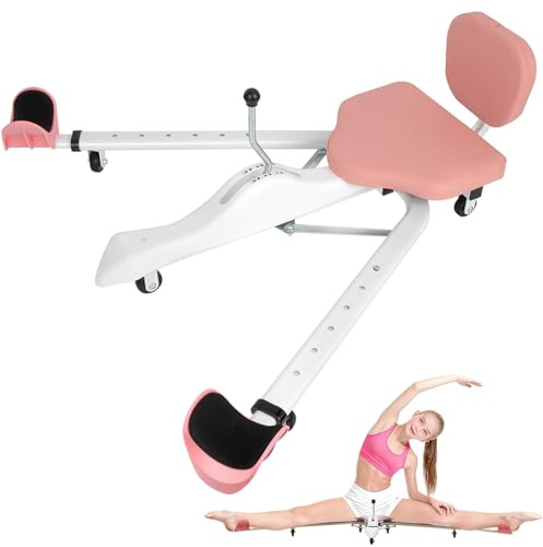 Leg Stretcher Split Machine with Backrest, Adjustable 0-190° Splits Trainer for Flexibility, 330lb Capacity Stretching Equipment for Ballet Yoga Dance Gymnastics, Home Gym Fitness Equipment (Pink)