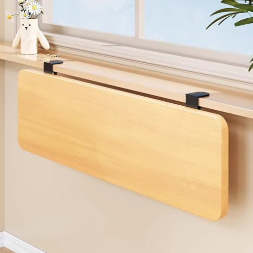 Extensora de Alféizar de Ventana Extensor de Alféizar de Ventana Plegable de Madera, Estante de Almacenamiento de Encimera Sin Perforaciones de Escritorio de 40 a 90 cm(Natural,90x25cm(35.4x9.8in))