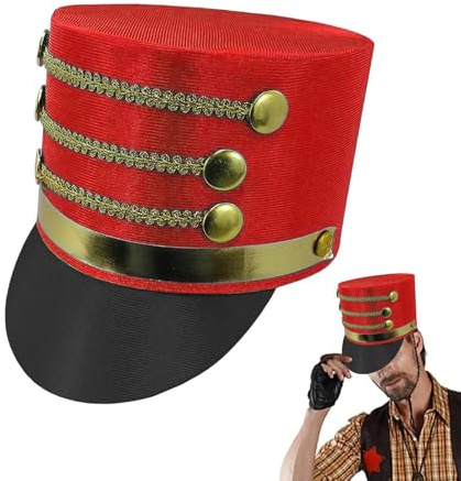 Generisk leksaksoldat kostym hatt utklädningstillbehör för cosplay hattar accessoarer julgran spetsar scenföreställningar, juldräkter, karneval, halloween och familjesammankoppling