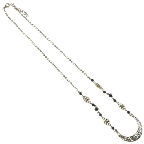 HOOWIFFY Chaîne Accessoire de Cheveux Tête de Lune Vintage en Alliage et Fer Pendentif Croissant Style Bohème et Design Délicat pour Mariage et Costumes Ton Café