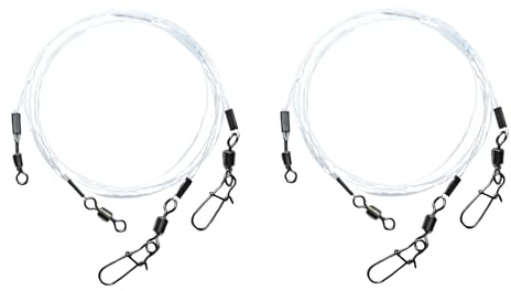 Set: 4 Stück Raubfischvorfach von Behr Hardmono Vorfach mit Wirbel & Karabiner 35cm,20kg, +gratis Petri Heil! Aufkleber