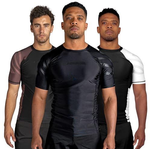 Sanabul Essential Short Sleeve Rash Guard MMA BJJ Wrestling Grappling Jiu Jitsu - All Black, X-Large