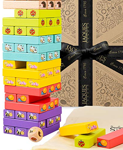 Jaques of London Educational Games for 3 Year Olds, Interactive Games for 4 Year Old Girls, Fun Tumbling Tower Wooden Toys for 3 Year Olds, Durable Wooden Toys for Learning and Play