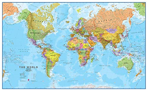 Riesige Weltkarte - Politischen Weltkartenposter - Laminiert - Aktualisiert 2025-119 x 84 cm - Maps International