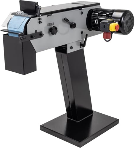 SIP 6 Pedestal Belt Sander Linisher 400V 3-Phase 3kW Metal Grinder | Requires 5-Pin 32A Supply, Not 230V, Check Before Buying, Zirconium Bonded, 3 Working Points, Tilting Head, 106.6kg