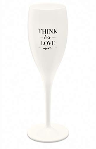 Koziol CHEERS No. 1 Sektglas 100 ml – Bruchfestes, isolierendes Kunststoffglas mit Spruch, Glas-Alternative für Party Outdoor Silvester - spülmaschinengeeignet (THINK LESS LOVE MORE)