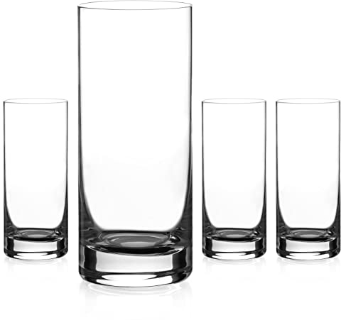 DIAMANTE Water Glasses Crystal Long Drink Hi Balls - 'Auris’ Collection Undecorated Crystal - Set of 4
