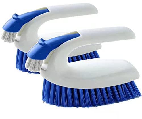 Cepillo de Limpieza, Cepillo para Fregar el baño, Alfombra de Piso, Paquete de 2 Unidades, Blanco y Azul