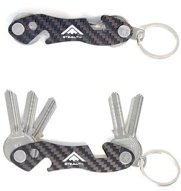 STEALTH Organizador de Llaves de Bolsillo - Abrebotellas y Llavero Compacto Minimalista de Primera Calidad - Accesorio para Llave de Múltiples Herramientas (Fibra de Carbono M2)