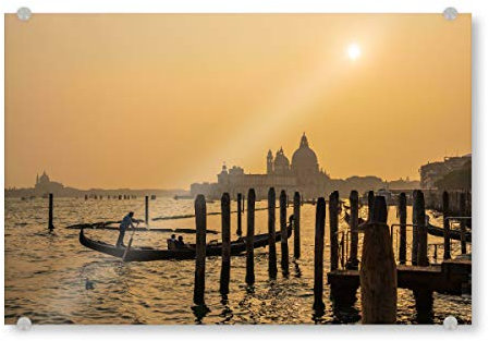 artboxONE Acrylglasbild 45x30 cm Architektur Kirche in Venedig - Bild venedig Canale Della giudecca gondel