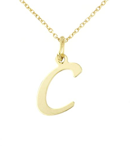 Lucchetta Schmuck Goldkette Damen 375 Echtgold Buchstabe Anhänger | 9 Karat Gelbgold, Initialen A-Z, 45 cm, für Damen