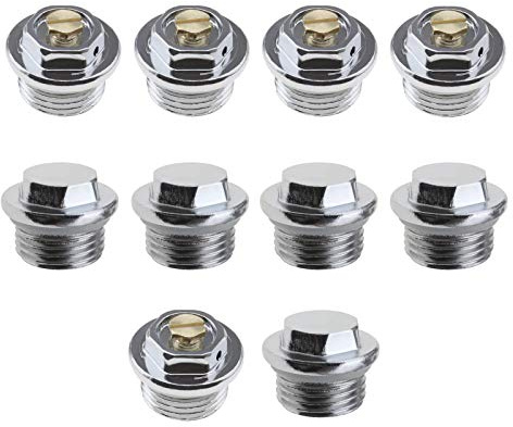 be in your mind 5pcs 1/2 Pouce BSP Radiateur Manuel Purge d'air Vannes et 5pcs Bouchons d'obturation avec Connexion de Filetage Joint Torique Scellé