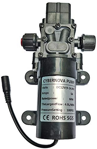 CYBERNOVA DC12V 100 PSI 4 L/m Pompe à amorçage Automatique à diaphragme Haute Pression avec Interrupteur de Pression Caravane/Bateau/Camping-Car/Jardin(avec interface DC)
