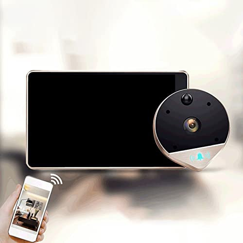 Smartphone 4,3WIFI Drahtloser Anruf Video Türklingel Kamera, Für Home Monitor Türsprechanlage Türklingel Mit Kamera Outdoor, 1080P HD Smart Haustürkamera Mit PIR-Bewegungserkennung ( Color : Gold )