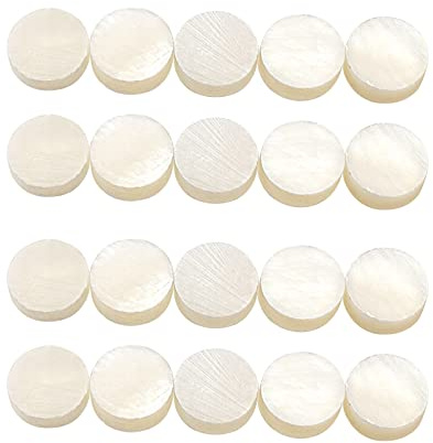 Create idea Lot de 20 repères de touche en nacre d'ormeau naturel de 6 mm pour guitare, ukulélé, basse, mandoline, banjo - Blanc