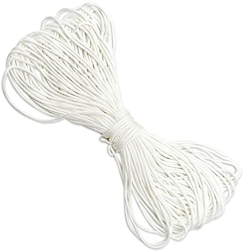 Cordoncino per tenda a pacchetto da 2 mm, 20 metri, bianco, per immagini, ombreggianti, in nylon intrecciato, per appendere cornici, per lavori artigianali