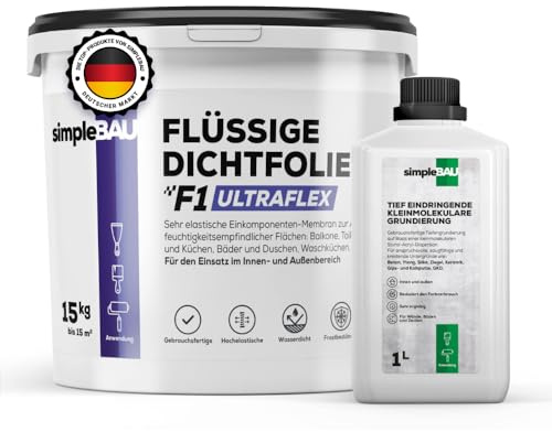 simpleBAU Flüssigfolie 15kg 1L Tiefengrund Wasserdicht Einkomponente
