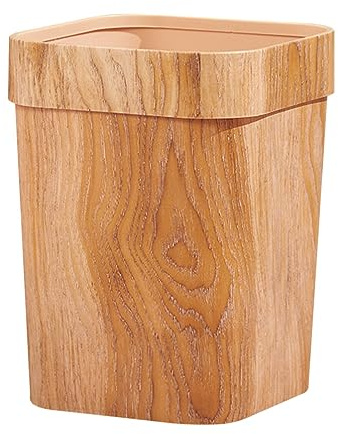 Cabilock Cubo de Basura de Estilo Simple Patrón de Veta de Madera, Plástico Duradero y Gran Capacidad, Práctico para Salón y Hotel