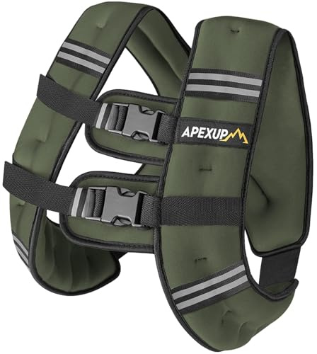 APEXUP 15lbs Weighted Vest Men Women, Weight Vest for Women Workout Equipment for Strength Training Running (Green)