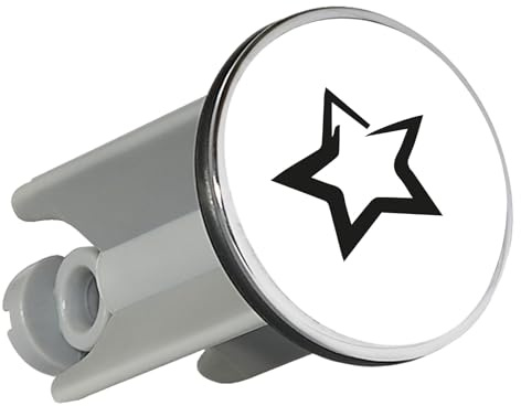 Huuraa Waschbeckenstöpsel Stern Star Geschenk | Universal Stopfen 4cm höhenverstellbar Abflussstopfen Geschenkidee Stöpsel mit Motiv für das Waschbecken